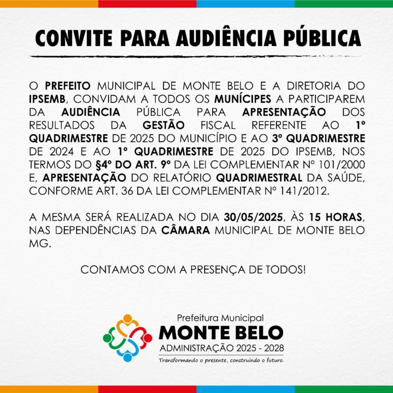 CONVITE PARA AUDIÊNCIA PÚBLICA – 30/05/2025